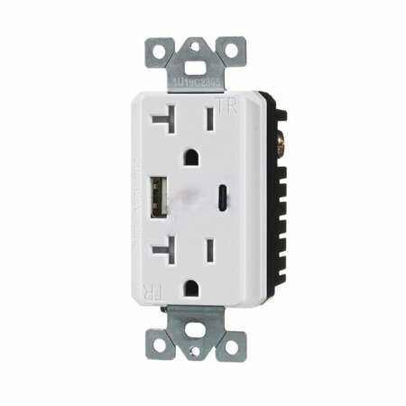 AMERICAN IMAGINATIONS 20 AMP Rectangle White Electrical Receptacle Plastic-Aluminum AI-36849